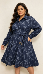 Robe Chemise Paillettes Grande Taille avec Ceinture et Poches 2W