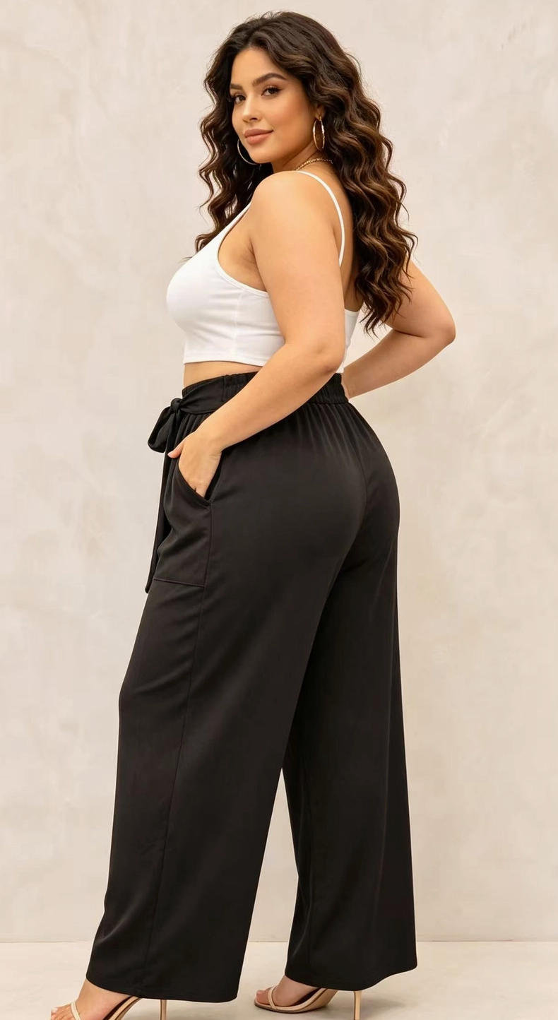 Pantalon Curvy Grande Taille Stretch à Taille Élastique avec Poches 2W