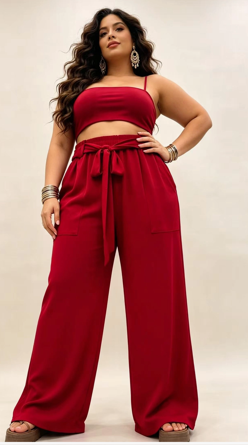 Pantalon Curvy Grande Taille Stretch à Taille Élastique avec Poches 2W