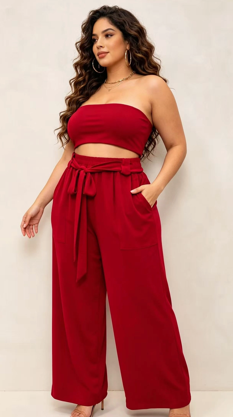 Pantalon Curvy Grande Taille Stretch à Taille Élastique avec Poches 2W