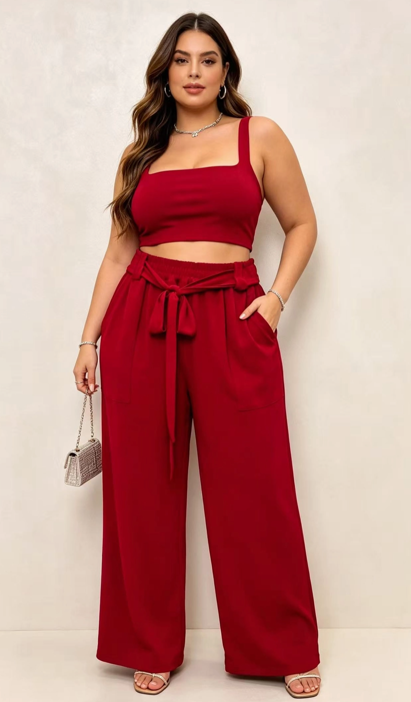Pantalon Curvy Grande Taille Stretch à Taille Élastique avec Poches 2W