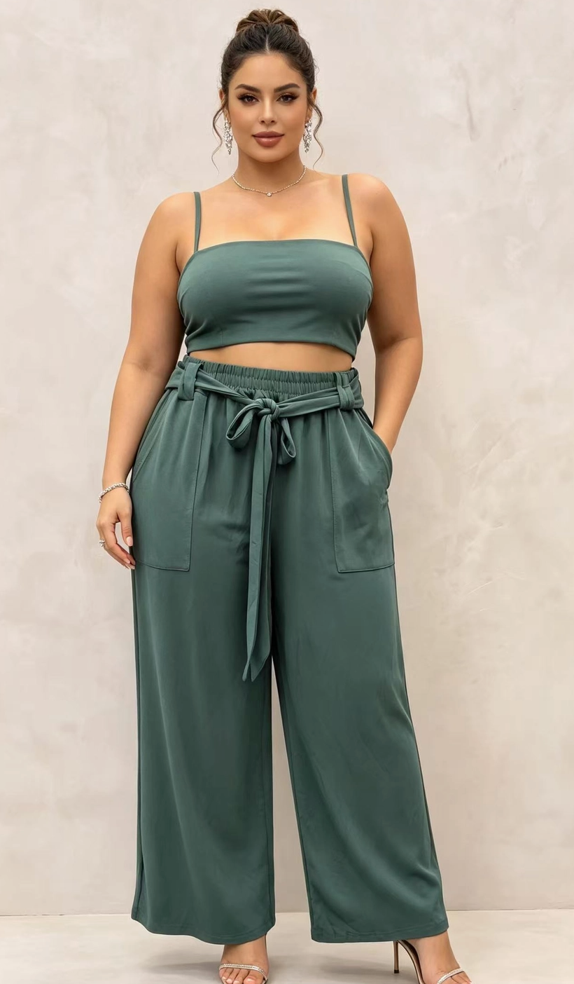 Pantalon Curvy Grande Taille Stretch à Taille Élastique avec Poches 2W