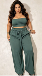Pantalon Curvy Grande Taille Stretch à Taille Élastique avec Poches 2W