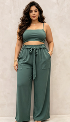 Pantalon Curvy Grande Taille Stretch à Taille Élastique avec Poches 2W