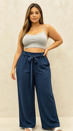 Pantalon Curvy Grande Taille Stretch à Taille Élastique avec Poches 2W