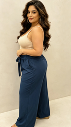 Pantalon Curvy Grande Taille Stretch à Taille Élastique avec Poches 2W