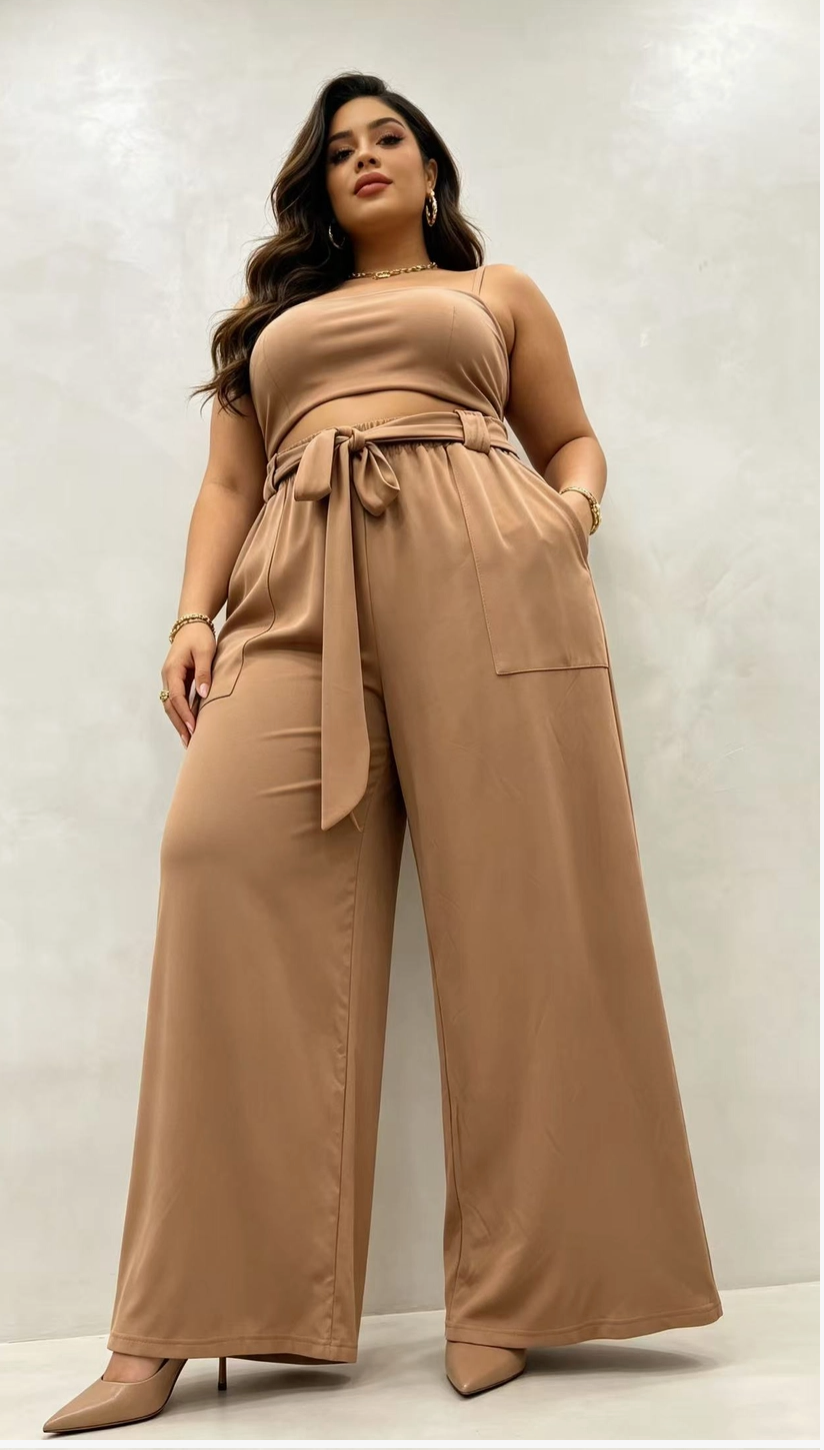 Pantalon Curvy Grande Taille Stretch à Taille Élastique avec Poches 2W