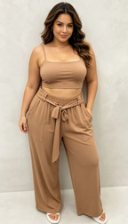 Pantalon Curvy Grande Taille Stretch à Taille Élastique avec Poches 2W