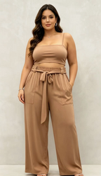 Pantalon Curvy Grande Taille Stretch à Taille Élastique avec Poches 2W