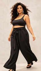 Pantalon Curvy Grande Taille Stretch à Taille Élastique avec Poches 2W