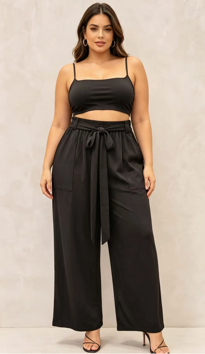 Pantalon Curvy Grande Taille Stretch à Taille Élastique avec Poches 2W