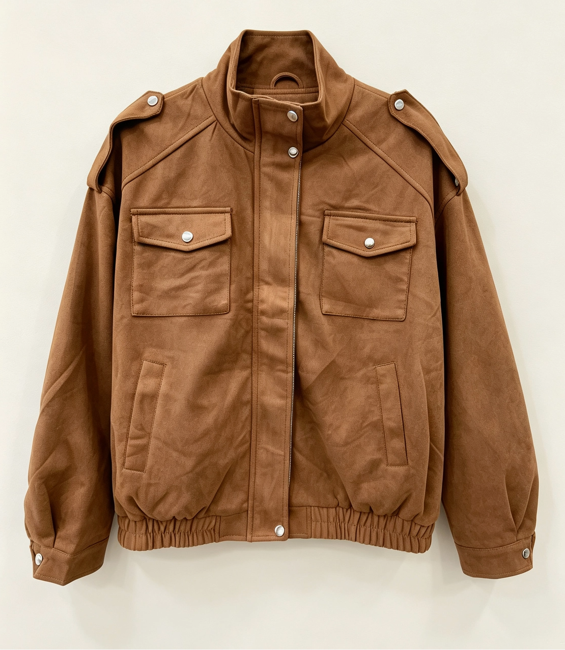 Blouson Simili-Daim Grande Taille Femme Doublé Col Montant 2W