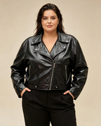 Blouson Simili-Cuir Métallisé Grande Taille Femme Style Chic 2W