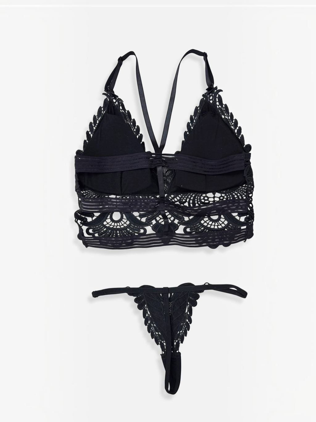 Ensemble lingerie BROCK BELLE COM'ELLE noir en dentelle crochet avec brassière et string élégants