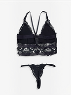 Ensemble lingerie BROCK BELLE COM'ELLE noir en dentelle crochet avec brassière et string élégants