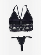 Ensemble lingerie BROCK BELLE COM'ELLE noir en dentelle crochet avec brassière et string élégants