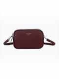 Sac bandoulière BROCK GALLANTRY La Nox bordeaux en matière grainée avec surpiqûres chevrons et détails argentés
