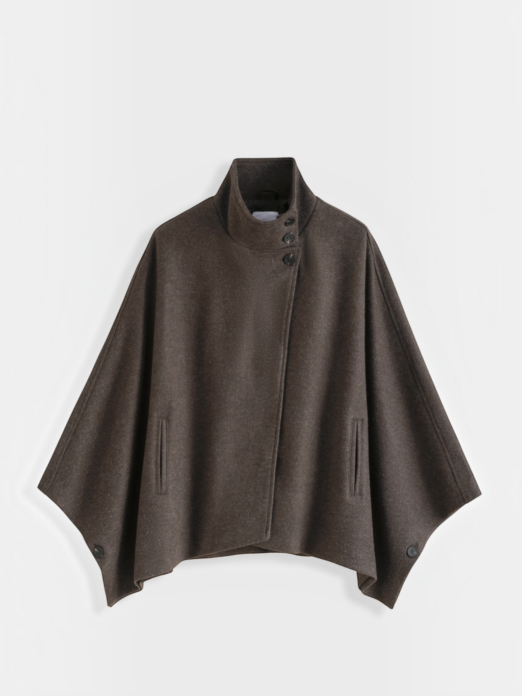 Cape BROCK COPPEROSE marron en drap de laine avec col montant structuré et boutonnage croisé élégant