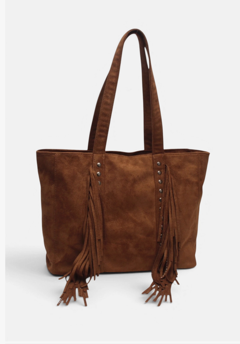 Sac cabas zippé effet suédine à franges BESTINI