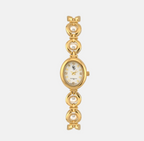 Montre Solange dorée et blanche à boîtier ovale FASHION TIME