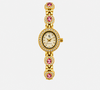 Montre Bruna dorée à boîtier ovale et bracelet orné de pierres FASHION TIME