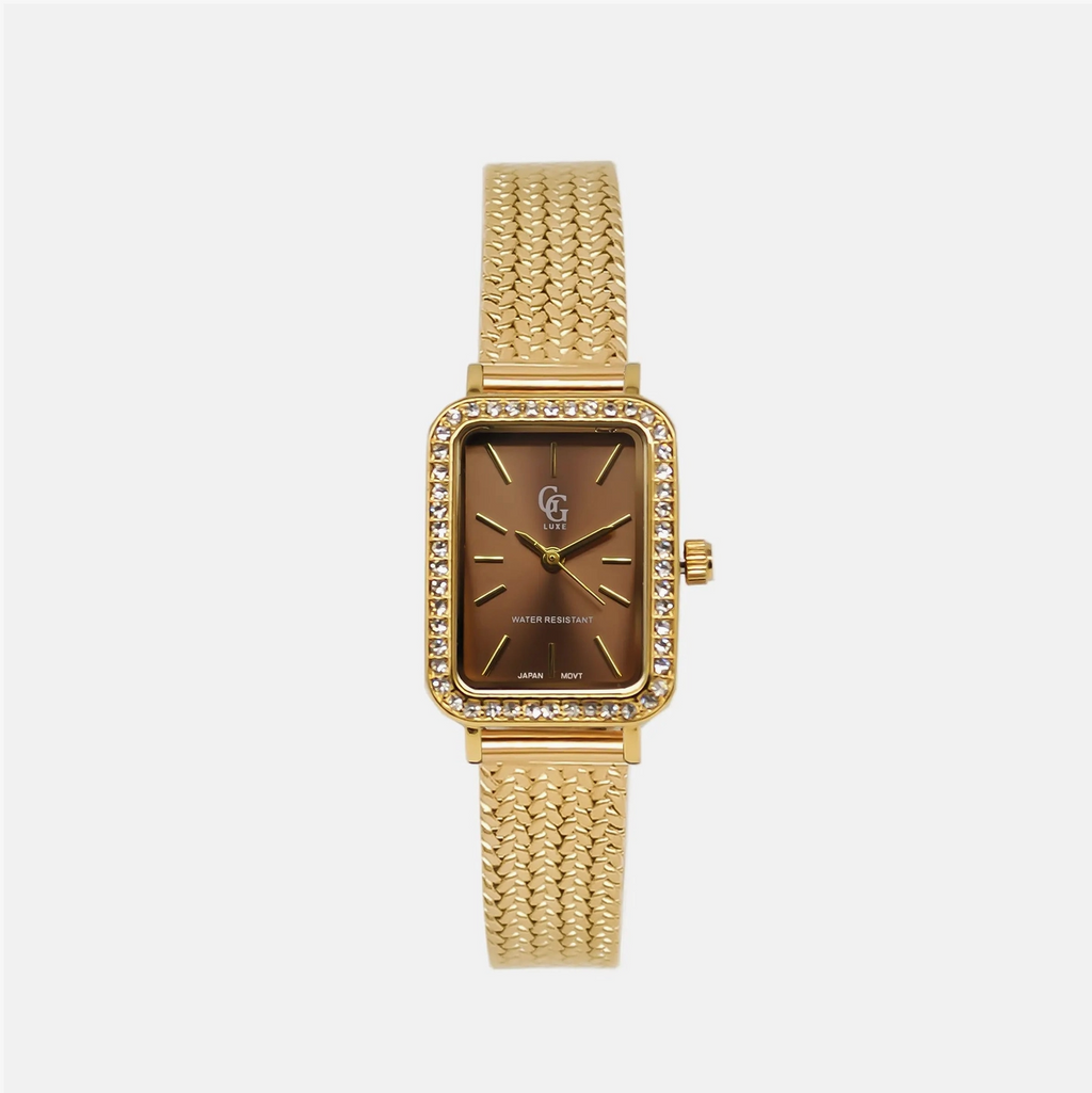 Montre Bonnie dorée à cadran marron et zircons FASHION TIME