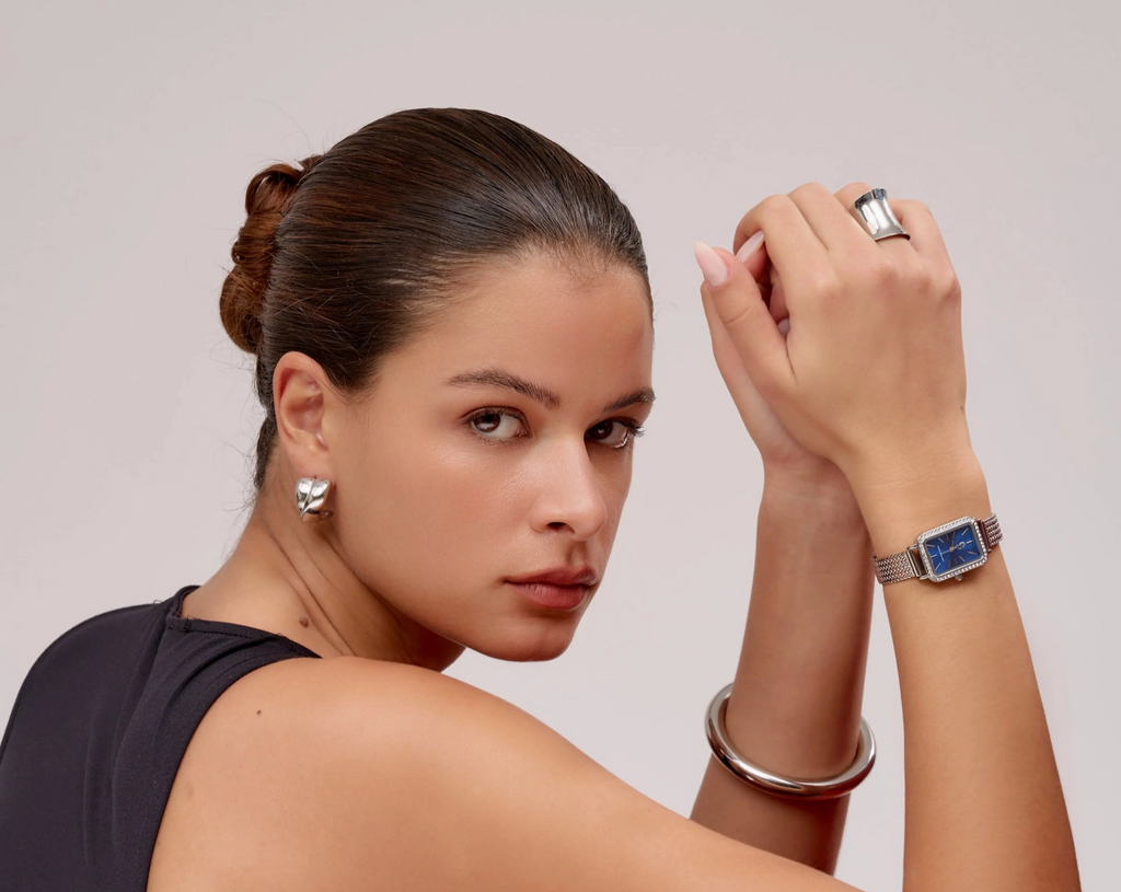 Montre Bonnie argentée à cadran bleu et zircons FASHION TIME