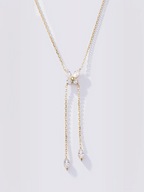 Collier BROCK en acier inoxydable doré avec pendentif papillon brillant et deux chaînes pendantes à ornements navette