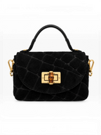 Mini sac à main en cuir suédé effet croco avec chaîne dorée