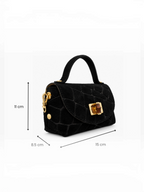 Mini sac à main en cuir suédé effet croco avec chaîne dorée
