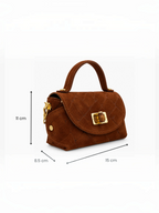 Mini sac à main en cuir suédé effet croco avec chaîne dorée
