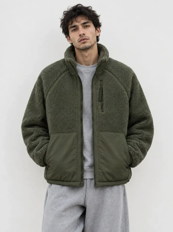 Polaire homme bi-matière à col montant KZR