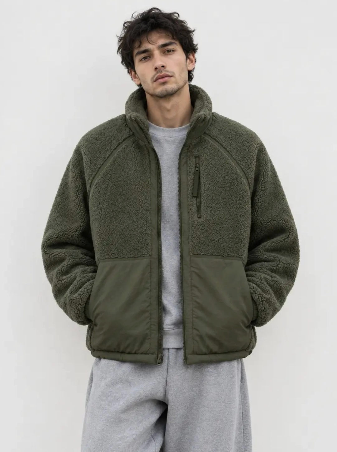 Polaire homme bi-matière à col montant KZR