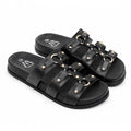 Claquettes Femme Noires Brides Dorées CINK-ME