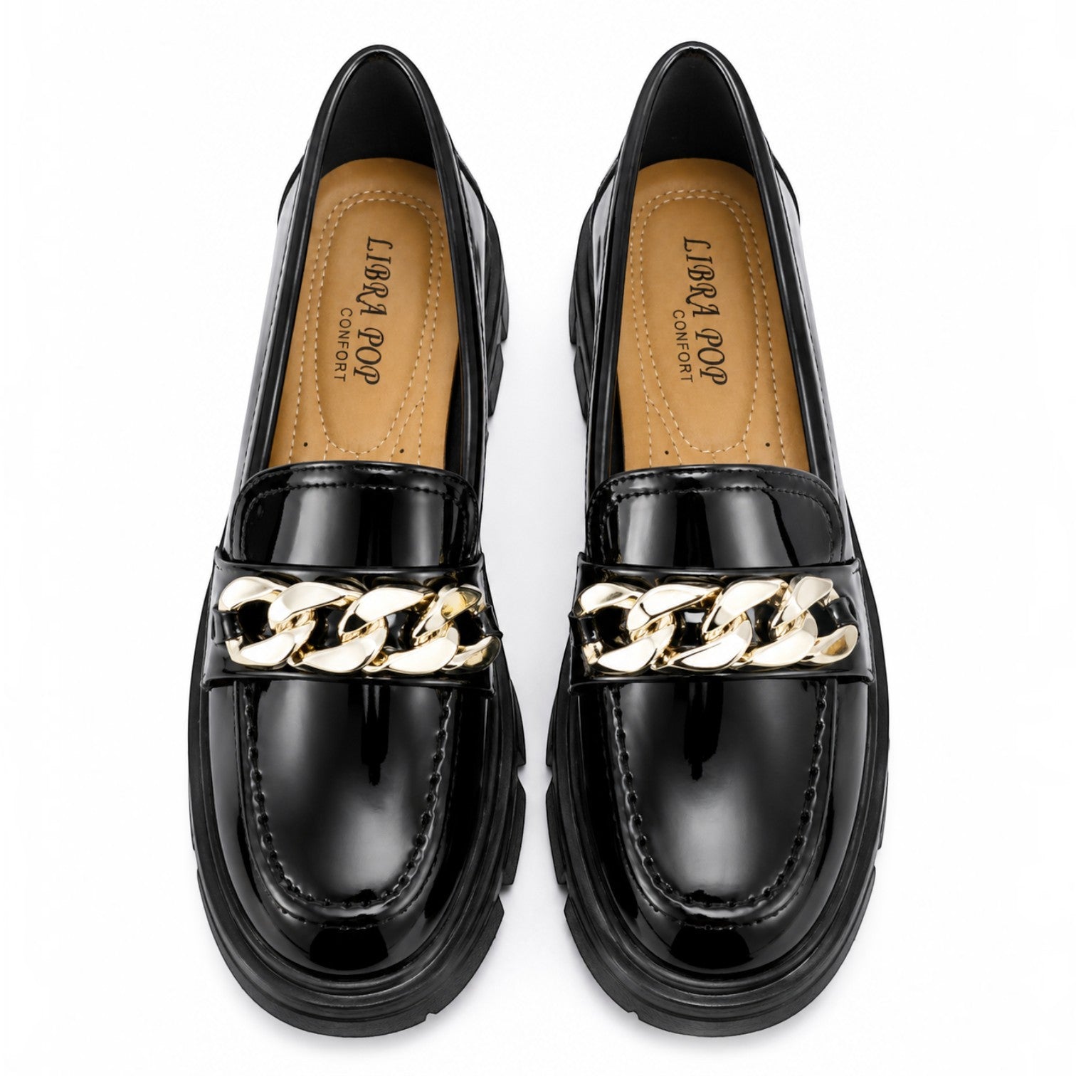 Mocassins Similicuir Verni Chaîne Dorée LIBRA POP