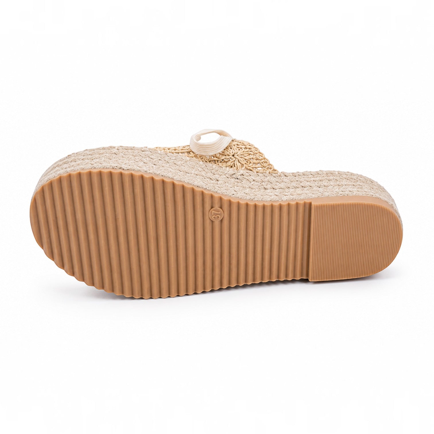 Claquettes Espadrilles Plateforme Beige à Lacets JOIA