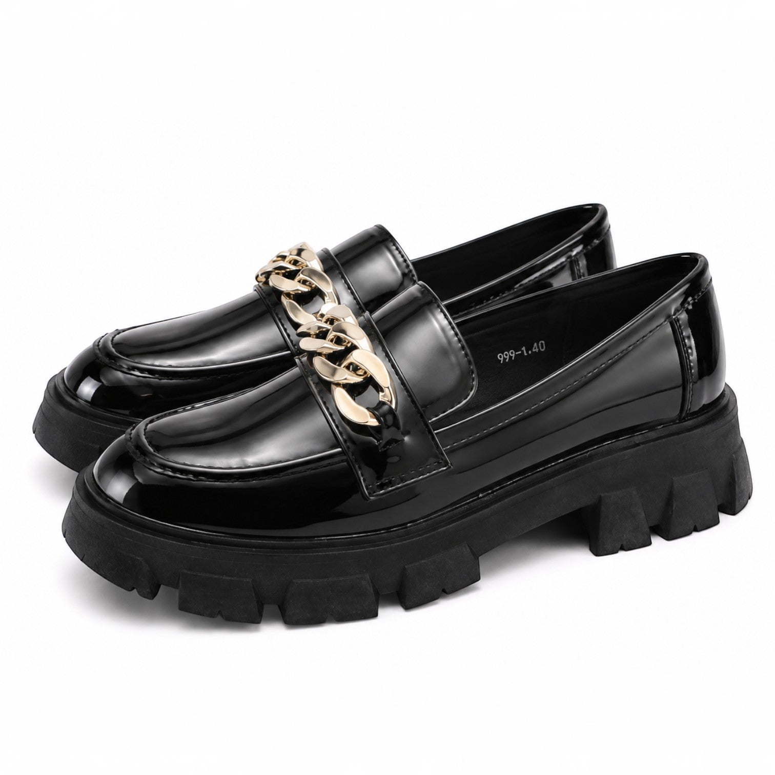 Mocassins Similicuir Verni Chaîne Dorée LIBRA POP