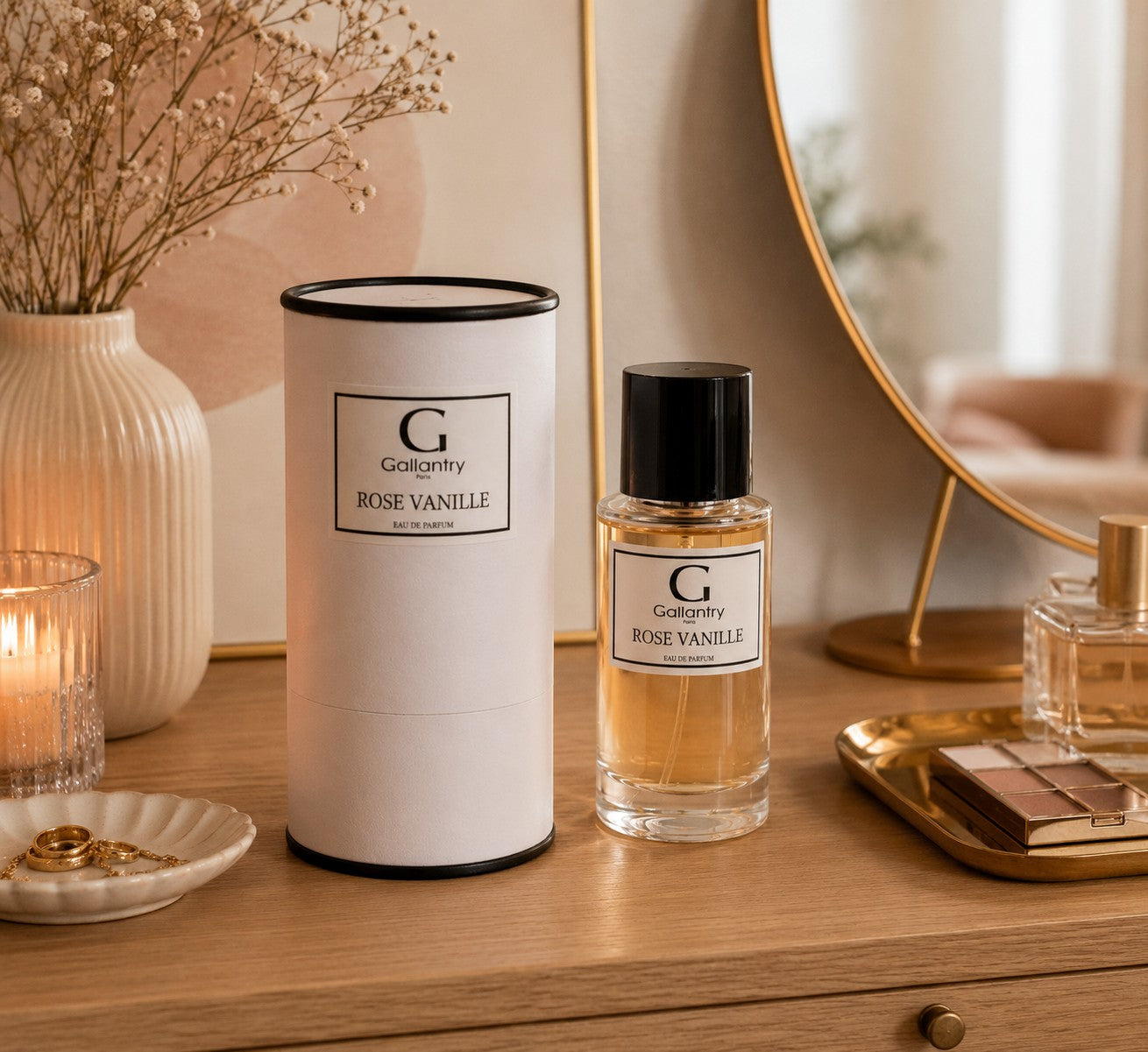 Parfum Rose Vanille GALLANTRY

"Rose Vanille" est une fragrance florale et gourmande où la rose délicate rencontre la vanille envoûtante. Une création GALLANTRY, fabriquée en France.