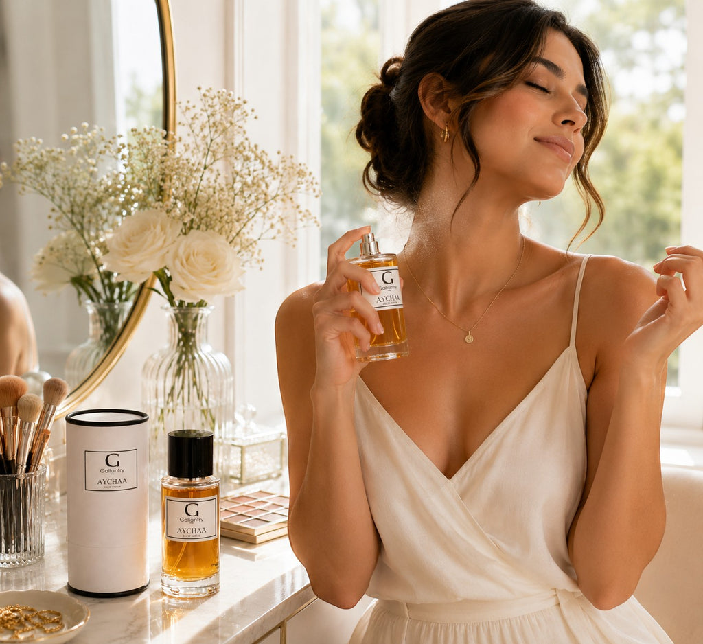 Parfum Aychaa GALLANTRY

"Aychaa" est une fragrance orientale et florale, véritable ode à la féminité, alliant douceur lumineuse et sensualité envoûtante. Une création GALLANTRY.
