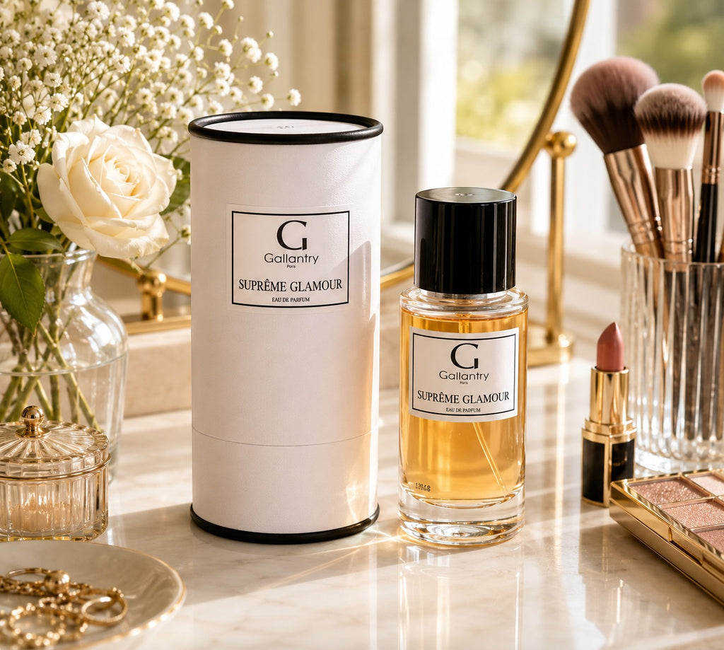 Parfum Suprême Glamour GALLANTRY

"Suprême Glamour" est une eau de parfum ambrée et florale, conçue pour les femmes et les hommes qui recherchent une fragrance raffinée et intemporelle. Une création GALLANTRY