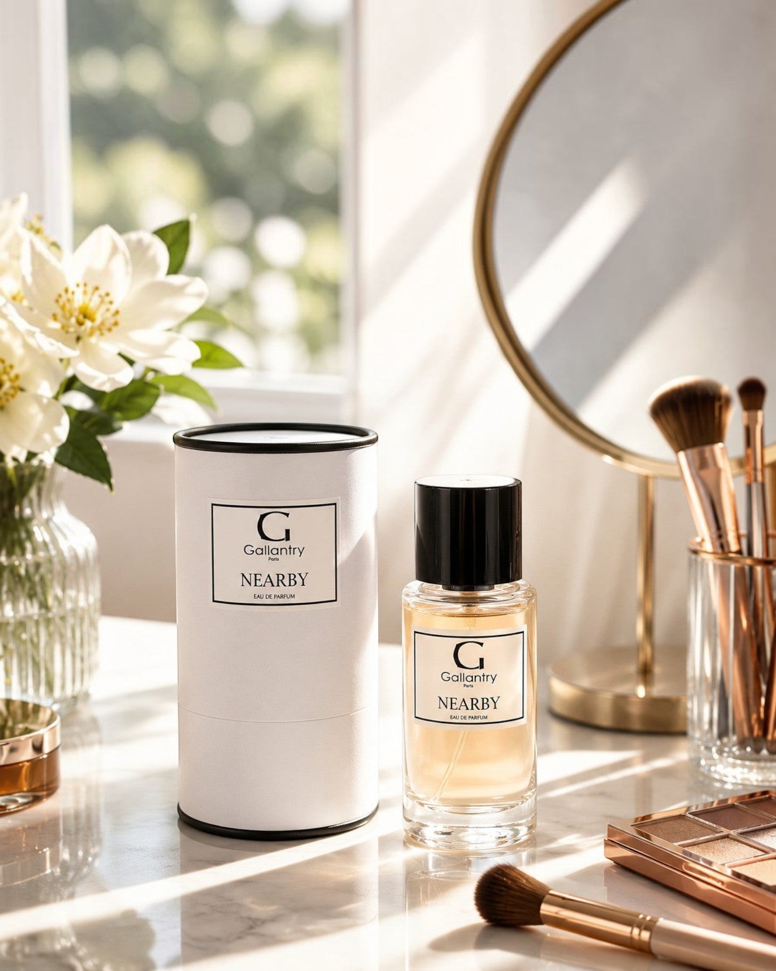 Parfum Nearby GALLANTRY

"Nearby" tisse une trame riche de sensualité et de romantisme, alliant fraîcheur agrumée, douceur florale et profondeur ambrée. Une création GALLANTRY.