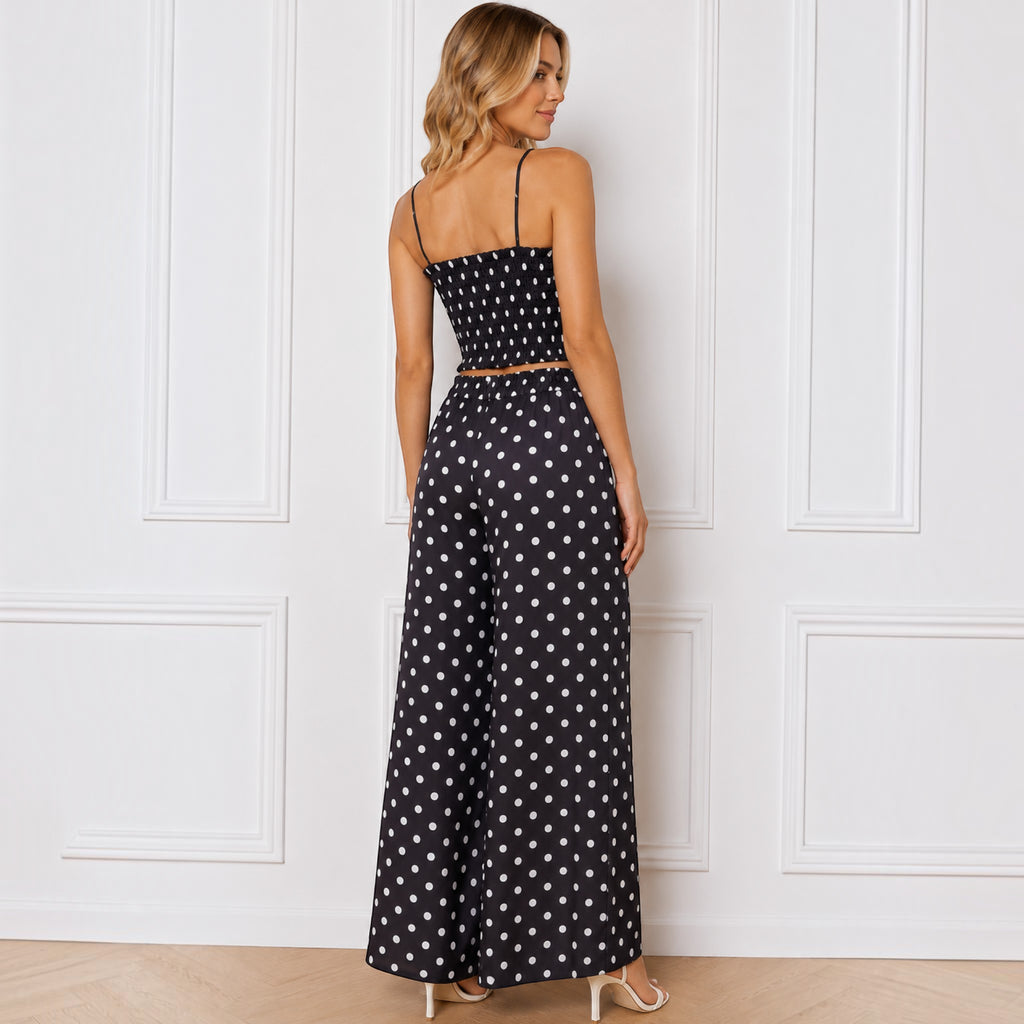 Ensemble deux pièces à pois top et pantalon fluide BELLAVIE
