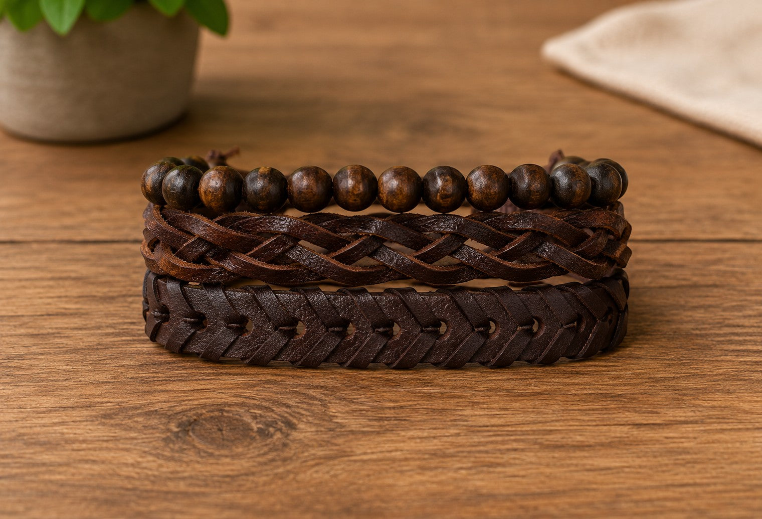 Bracelet homme matières naturelles ÉLINE L'ATELIER