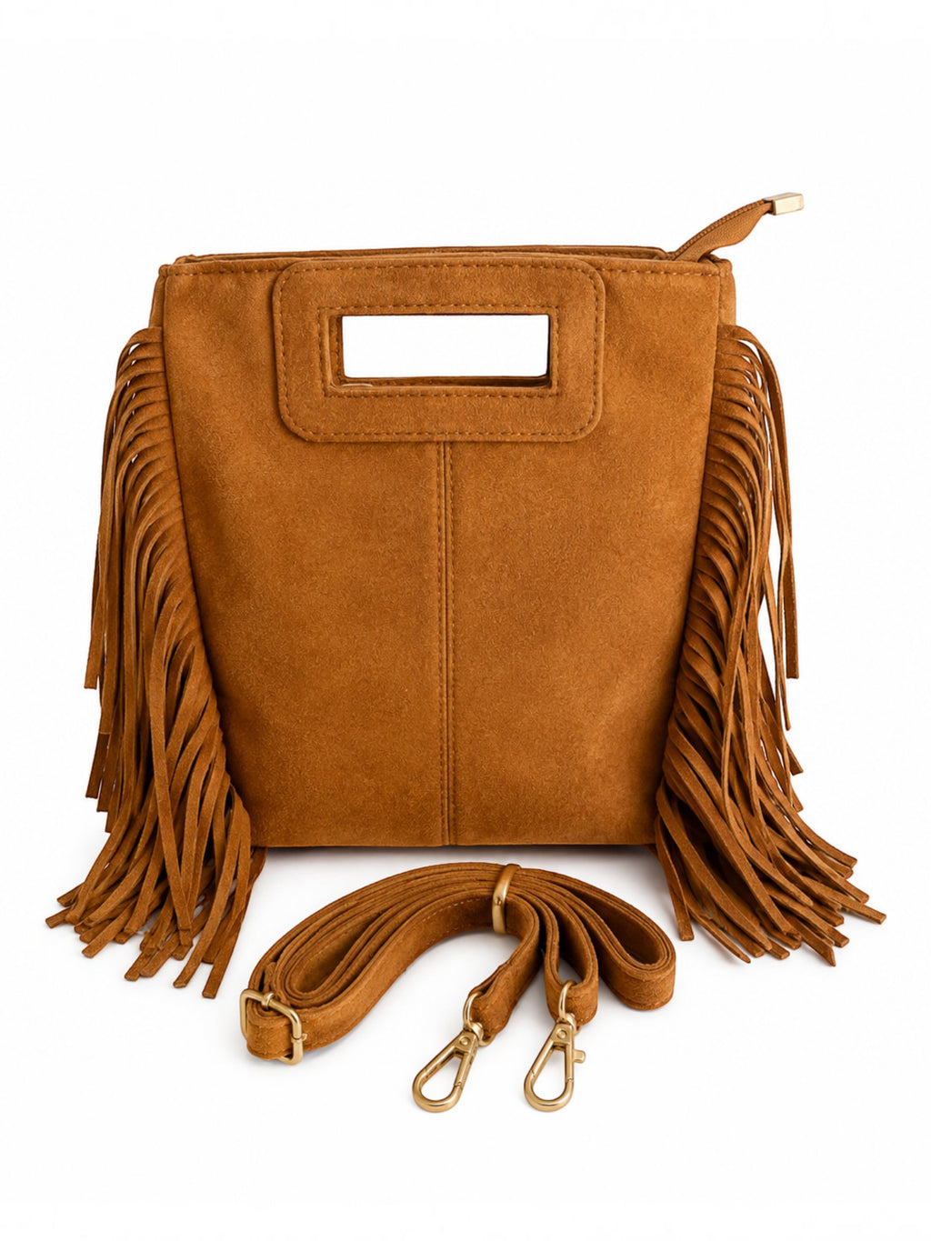 Sac en cuir suédé à franges