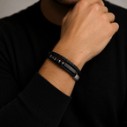 Bracelet cuir et acier inoxydable ÉLINE L'ATELIER