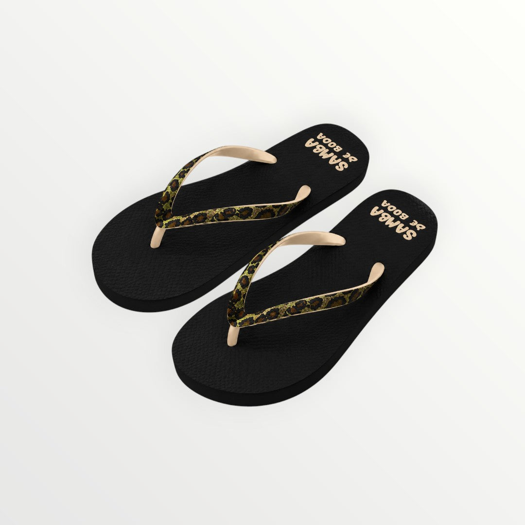 Tongs Femme Léopard Paillettes