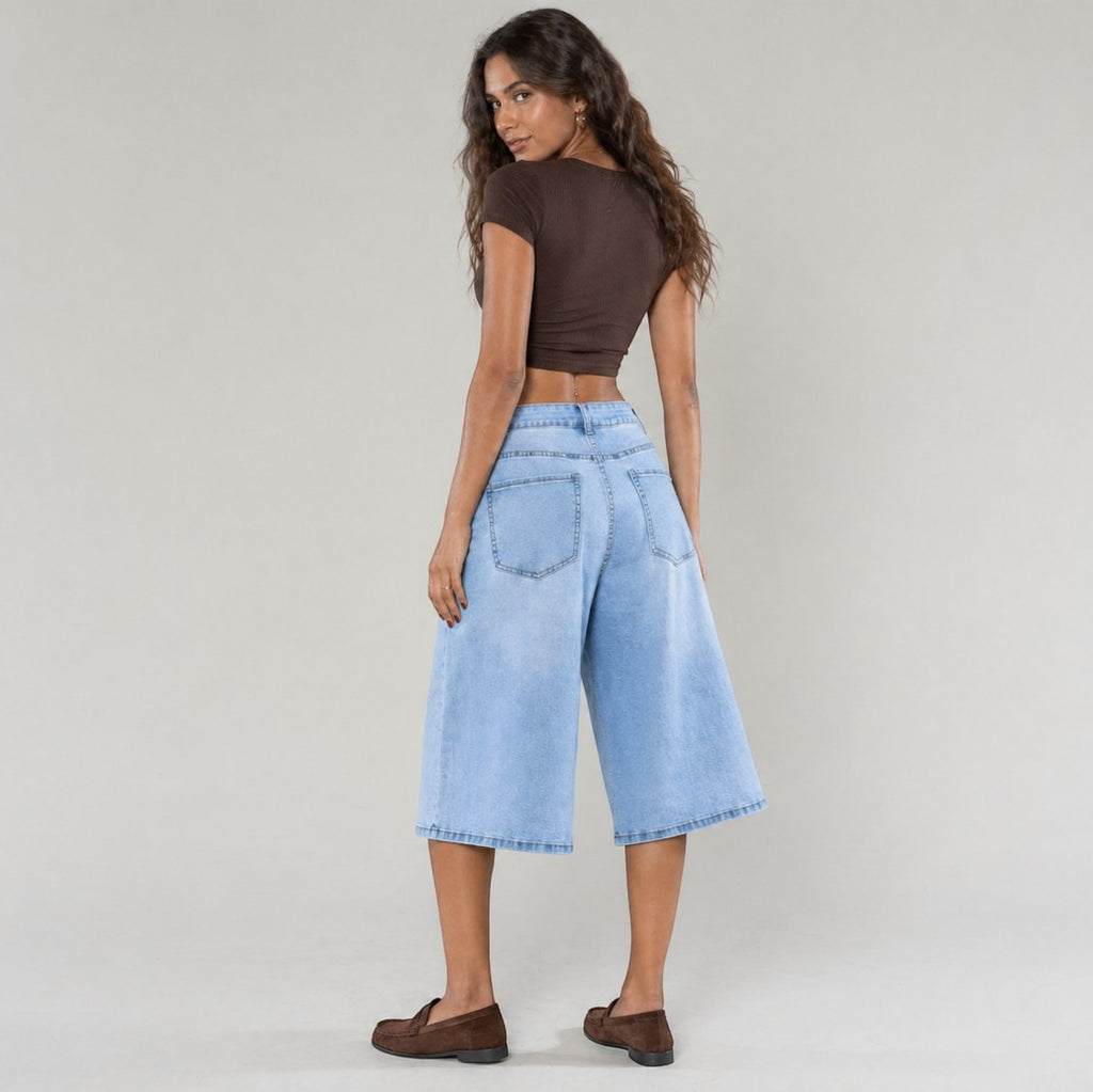 Jorts long en jean stretch flare évasé NINA CARTER