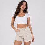Short en jean effiloché taille haute stretch NINA CARTER