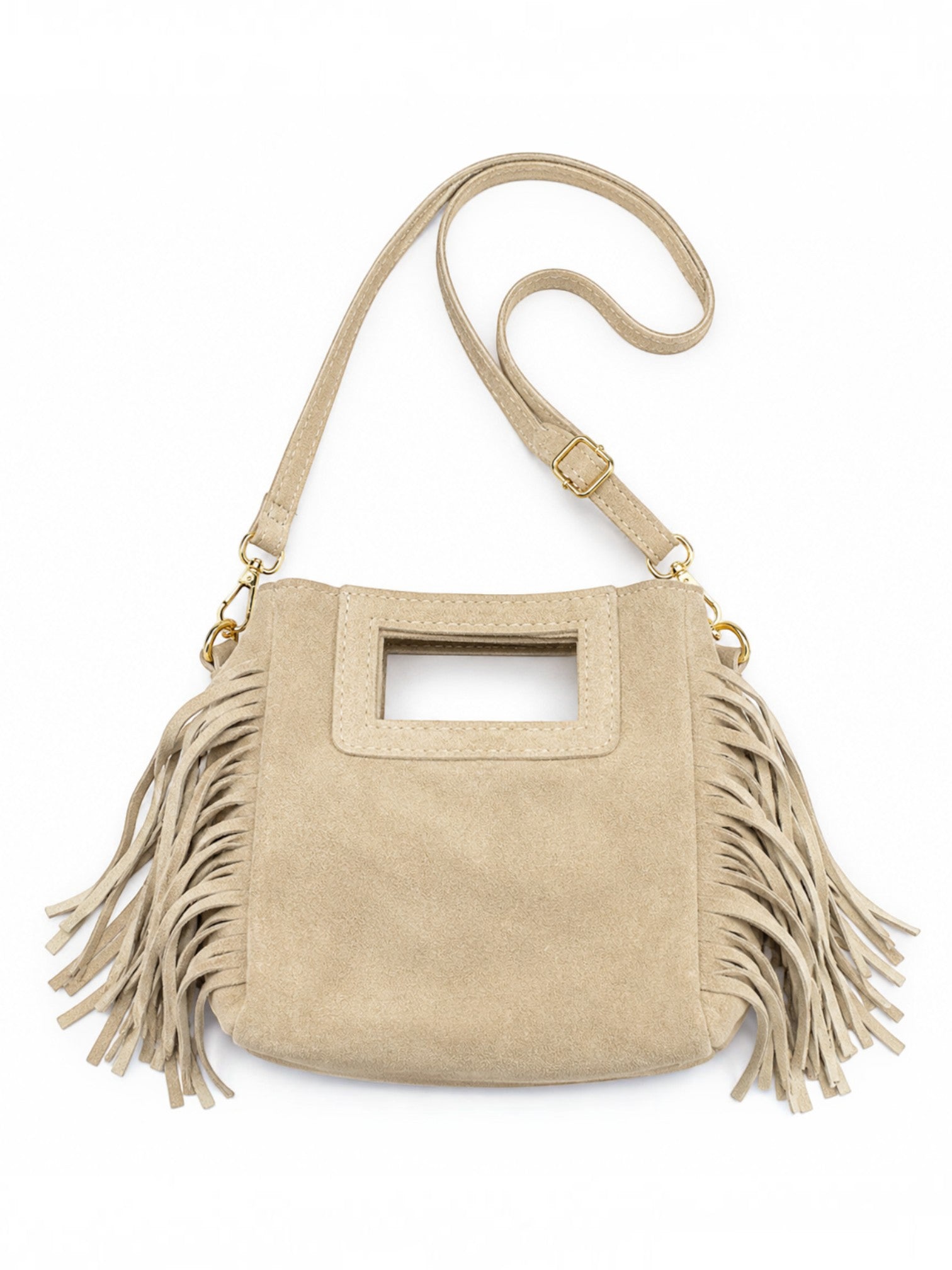 Sac bandoulière en daim à franges – Petit format