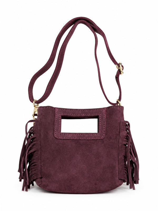 Sac bandoulière en daim à franges – Petit format